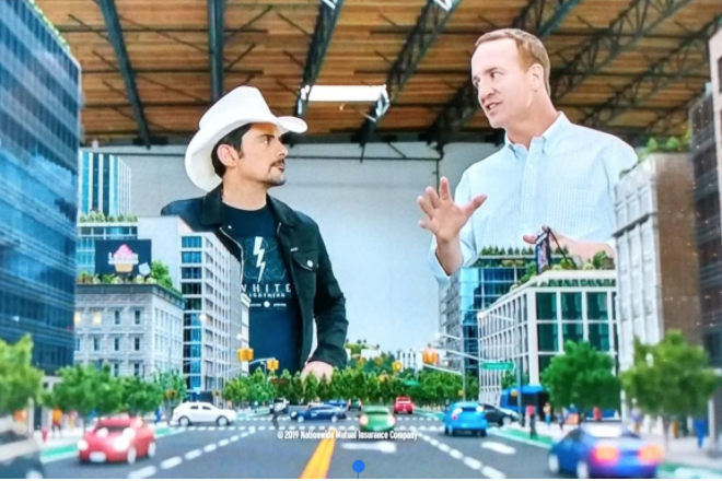two men looking at mockup town