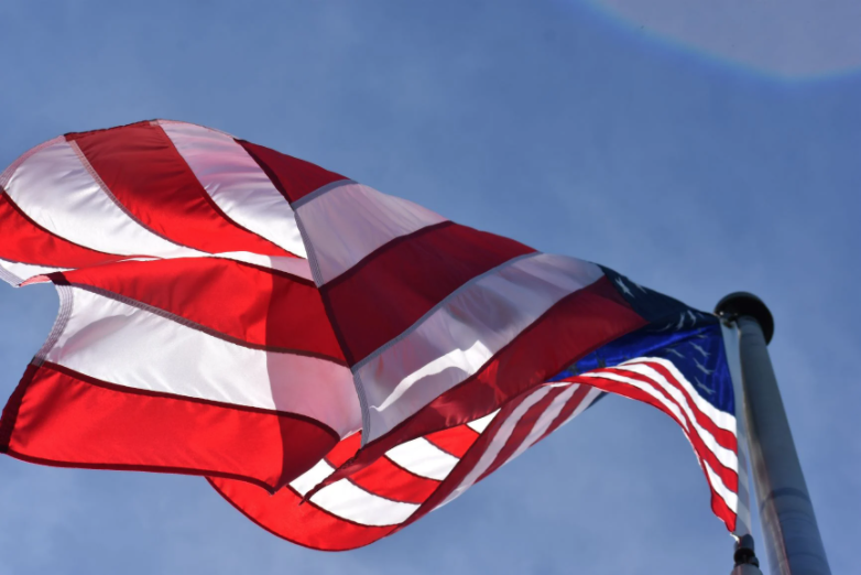 USA flag blowing in wind
