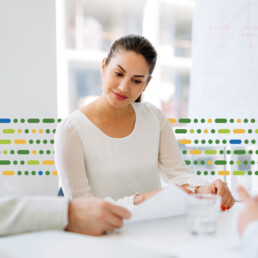 female looking at paperwork