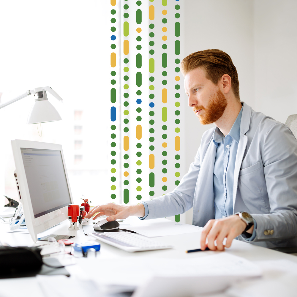 man working at computer