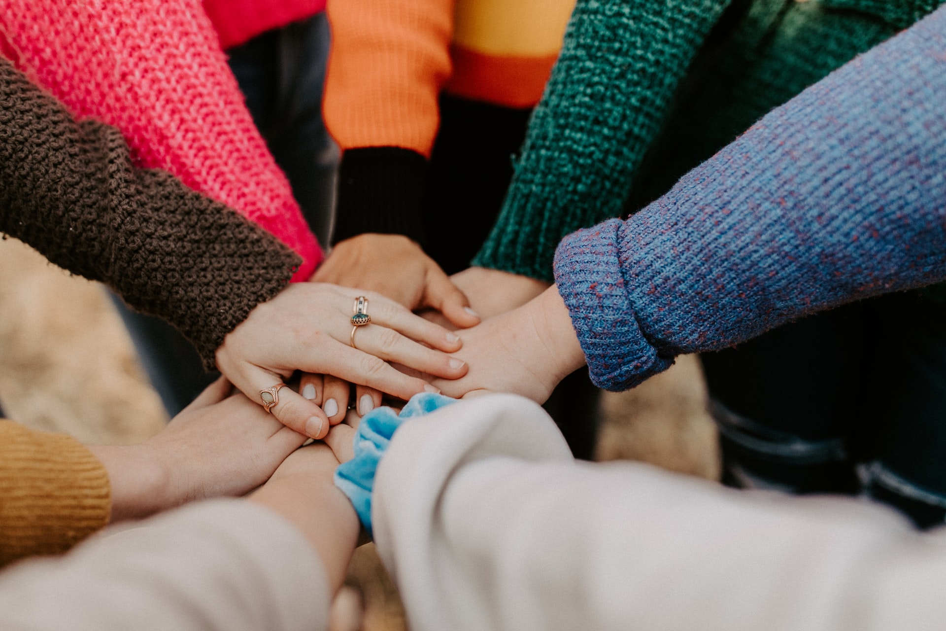 group banking ; hands in a circle