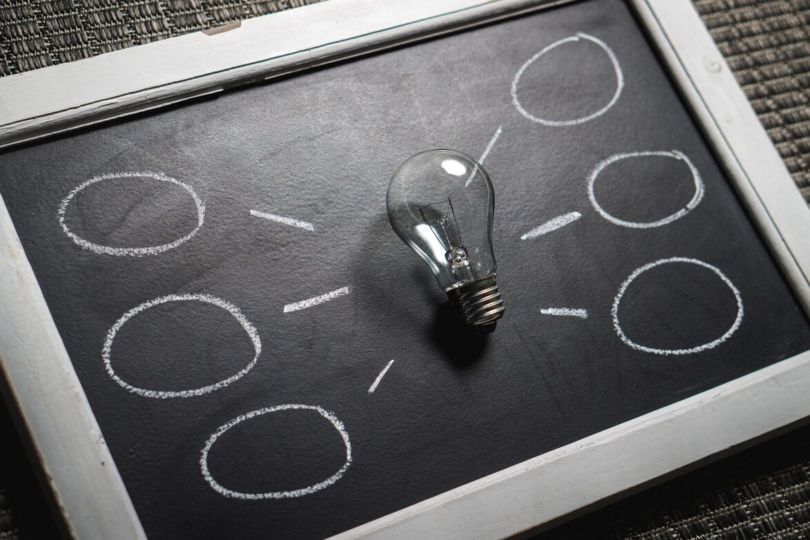 Lightbulb on a chalkboard