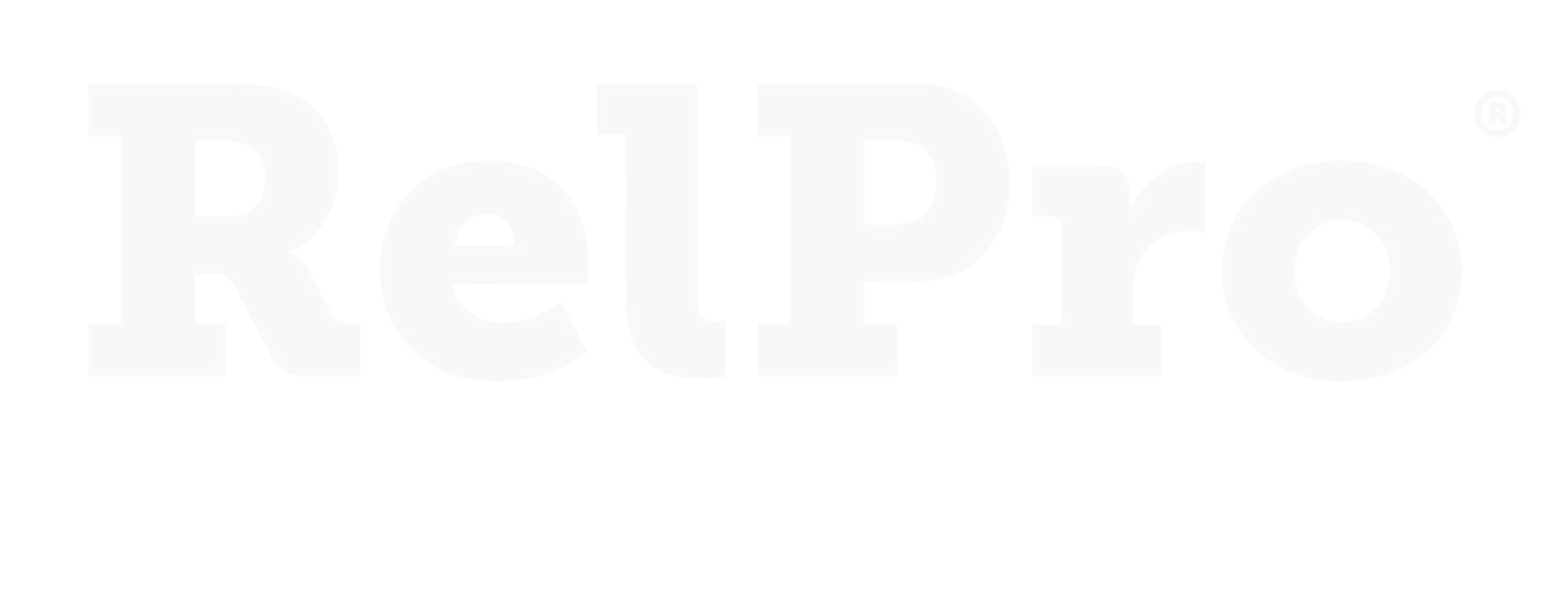 All white RelPro logo