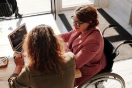 business meeting between two women