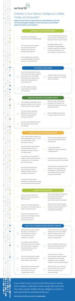 Checklist - Is Your Industry Intelligence Credible, Timely, and Actionable?