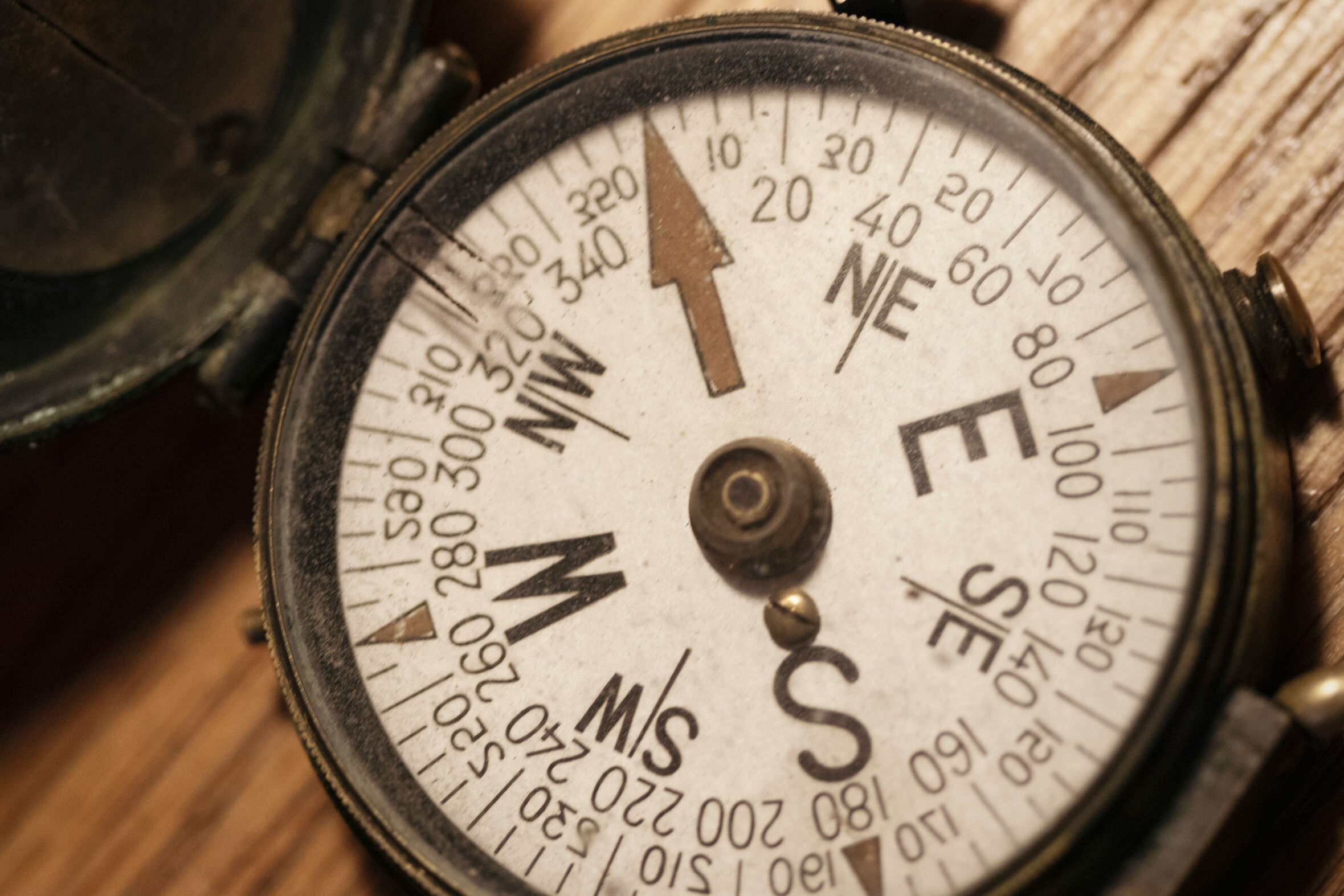 close up of a compass