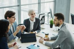 business meeting at a conference table
