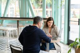 banker talking to business owner